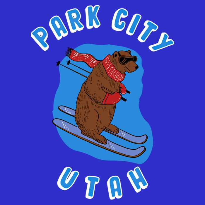 Skiing Bear On Ski Slope Funny Park City Utah Souvenir Gift 16 in Basic Backpack