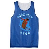 Skiing Bear On Ski Slope Funny Park City Utah Souvenir Gift Mesh Reversible Basketball Jersey Tank