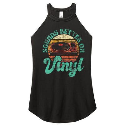 Sounds Better On Vinyl Music Lover Disc Records Collector Women’s Perfect Tri Rocker Tank