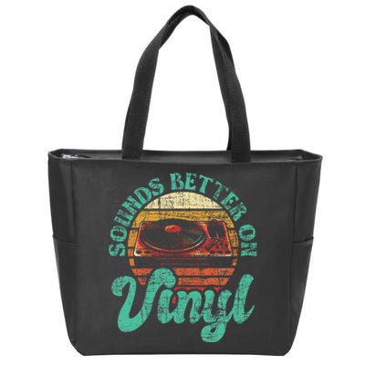 Sounds Better On Vinyl Music Lover Disc Records Collector Zip Tote Bag