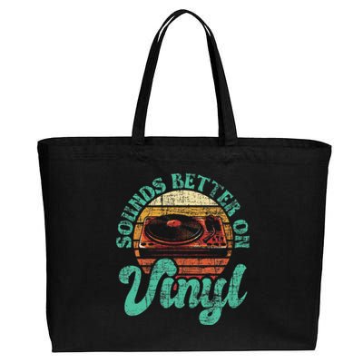 Sounds Better On Vinyl Music Lover Disc Records Collector Cotton Canvas Jumbo Tote