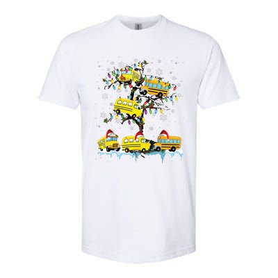 School Bus On Xmas Tree Christmas Santa School Bus Driver Softstyle® CVC T-Shirt