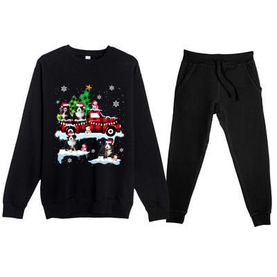 Santa Bernedoodle On Red Plaid Pick Up Truck Christmas Meaningful Gift Premium Crewneck Sweatsuit Set