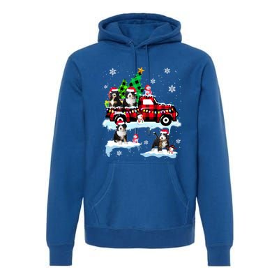 Santa Bernedoodle On Red Plaid Pick Up Truck Christmas Meaningful Gift Premium Hoodie