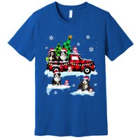 Santa Bernedoodle On Red Plaid Pick Up Truck Christmas Meaningful Gift Premium T-Shirt