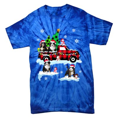 Santa Bernedoodle On Red Plaid Pick Up Truck Christmas Meaningful Gift Tie-Dye T-Shirt