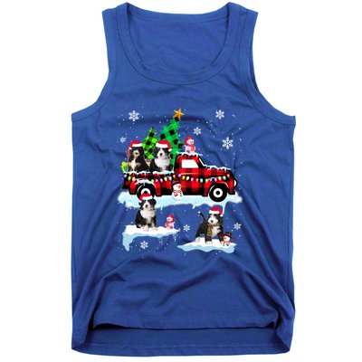 Santa Bernedoodle On Red Plaid Pick Up Truck Christmas Meaningful Gift Tank Top