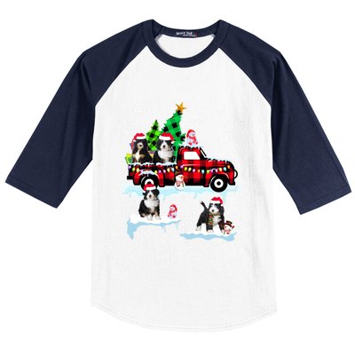 Santa Bernedoodle On Red Plaid Pick Up Truck Christmas Meaningful Gift Baseball Sleeve Shirt