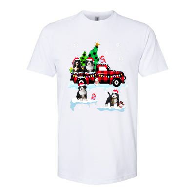 Santa Bernedoodle On Red Plaid Pick Up Truck Christmas Meaningful Gift Softstyle® CVC T-Shirt