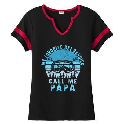 Ski Buddies Papa Skiing Goggles Snowboarding Grandpa Dad Gift Ladies Halftime Notch Neck Tee