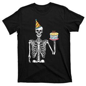 Skeleton Birthday Party Lazy Halloween Costume Funny Skull T-Shirt