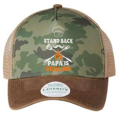 Stand Back Papa Is Grilling Funny Grill BBQ Dad Legacy Tie Dye Trucker Hat