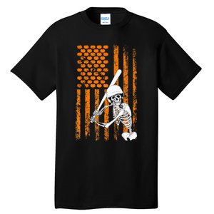 Skeleton Baseball Player Fan Skeleton Halloween Baseball Tall T-Shirt