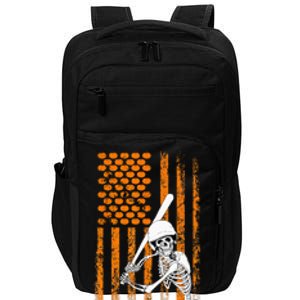 Skeleton Baseball Player Fan Skeleton Halloween Baseball Impact Tech Backpack