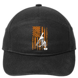 Skeleton Baseball Player Fan Skeleton Halloween Baseball 7-Panel Snapback Hat