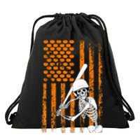 Skeleton Baseball Player Fan Skeleton Halloween Baseball Drawstring Bag