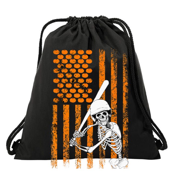 Skeleton Baseball Player Fan Skeleton Halloween Baseball Drawstring Bag