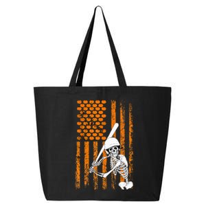 Skeleton Baseball Player Fan Skeleton Halloween Baseball 25L Jumbo Tote