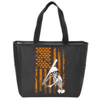 Skeleton Baseball Player Fan Skeleton Halloween Baseball Zip Tote Bag