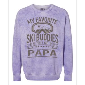 Ski Buddies Papa Skiing Goggles Snowboarding Grandpa Dad Gift Colorblast Crewneck Sweatshirt