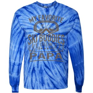 Ski Buddies Papa Skiing Goggles Snowboarding Grandpa Dad Gift Tie-Dye Long Sleeve Shirt