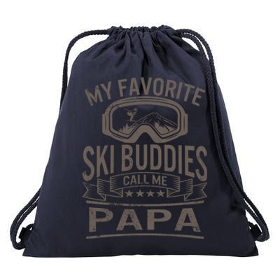 Ski Buddies Papa Skiing Goggles Snowboarding Grandpa Dad Gift Drawstring Bag