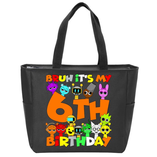 Sprunki Birthday Party 6th Birthday Toys Kids Girls Boys  Zip Tote Bag