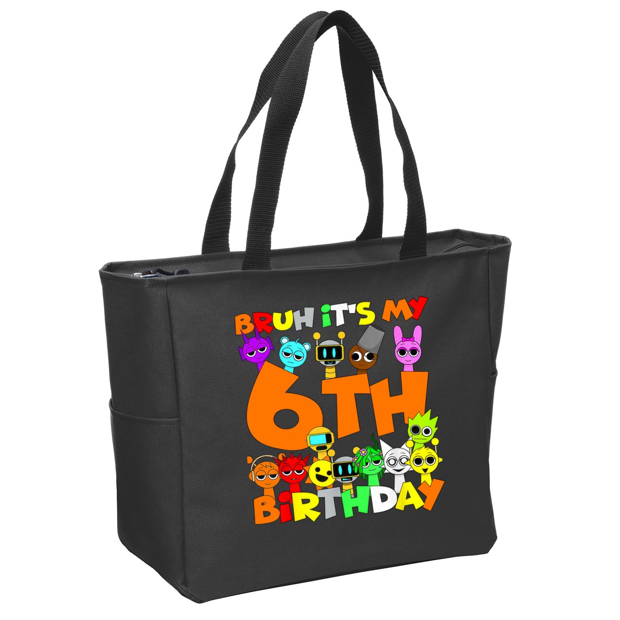 Sprunki Birthday Party 6th Birthday Toys Kids Girls Boys  Zip Tote Bag