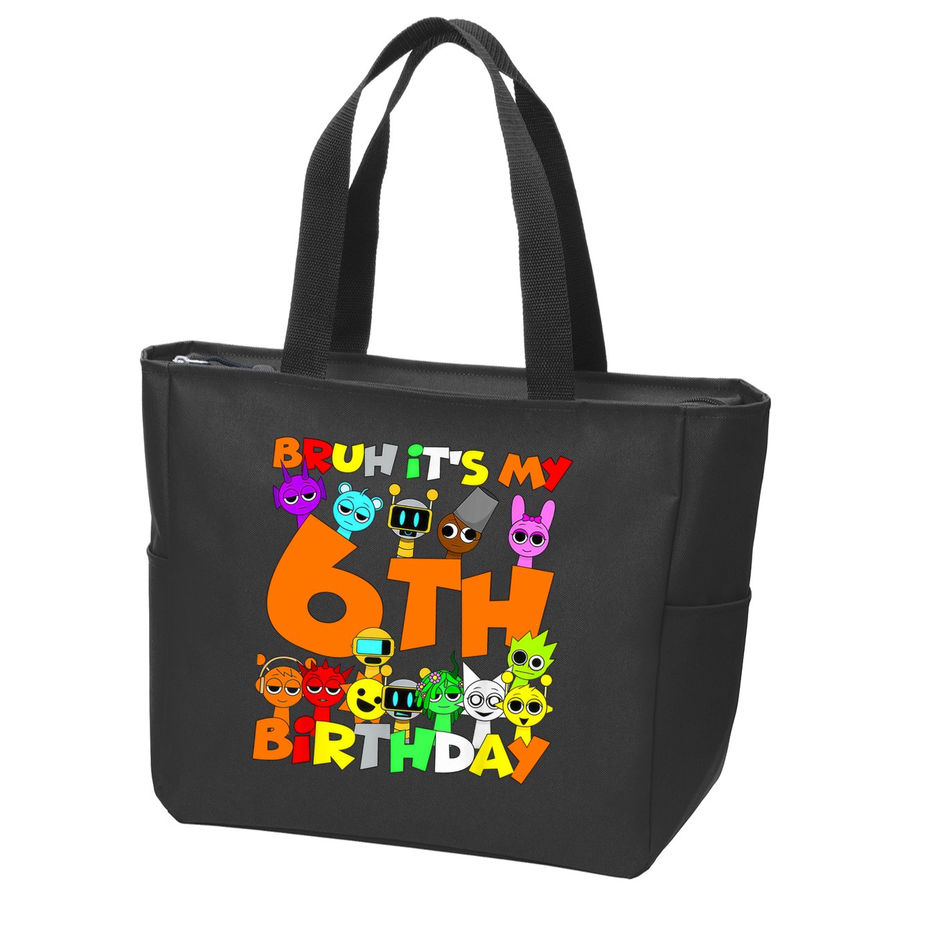 Sprunki Birthday Party 6th Birthday Toys Kids Girls Boys  Zip Tote Bag