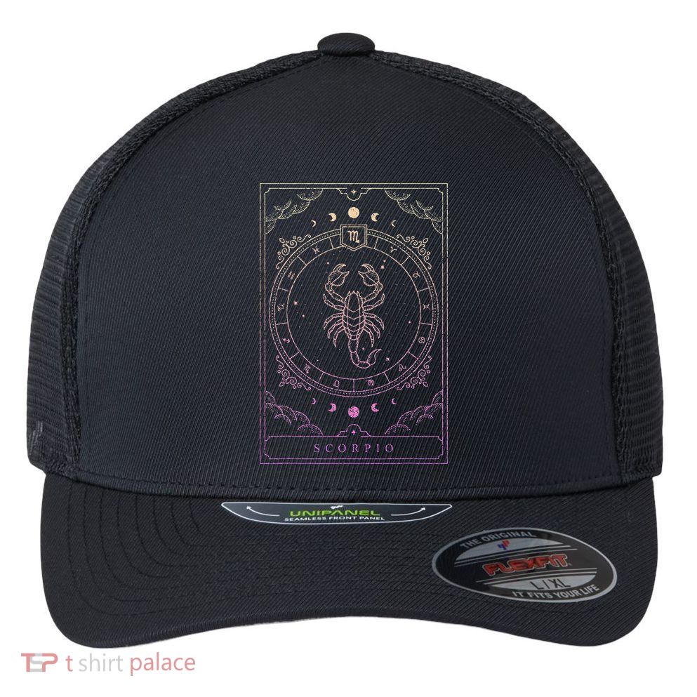 Scorpio Birthday Present Women Girl Zodiac Sign Flexfit Unipanel Trucker Cap