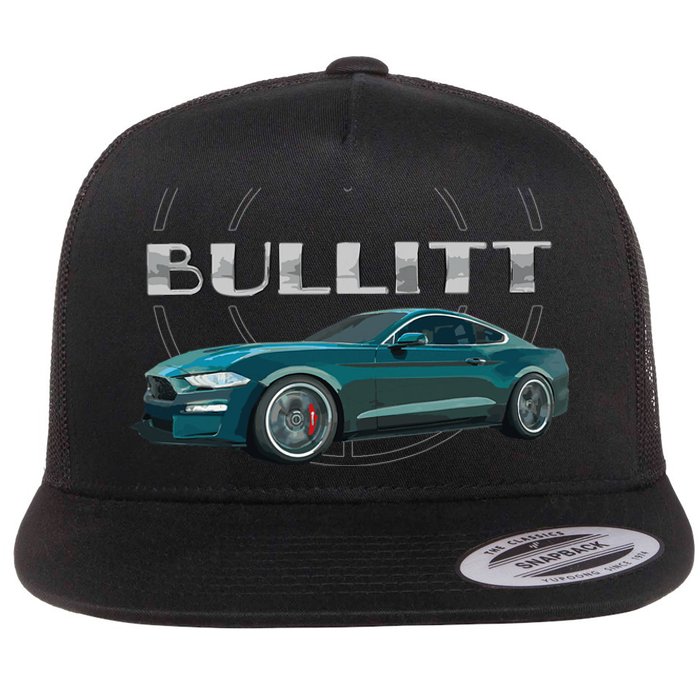 S550 Bullitt Performance Car 5.0liter V8 Muscle Green Flat Bill Trucker Hat