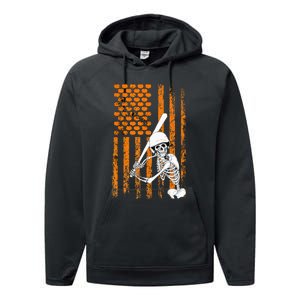 Skeleton Baseball Player Fan Skeleton Halloween Baseball Performance Fleece Hoodie