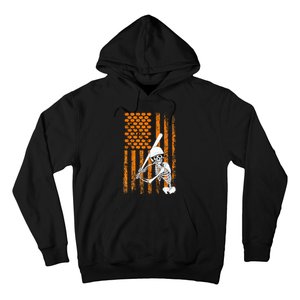 Skeleton Baseball Player Fan Skeleton Halloween Baseball Hoodie