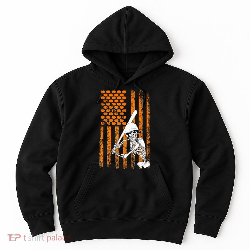 Skeleton Baseball Player Fan Skeleton Halloween Baseball Hoodie