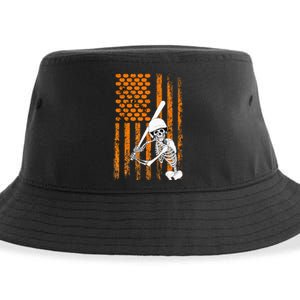 Skeleton Baseball Player Fan Skeleton Halloween Baseball Sustainable Bucket Hat