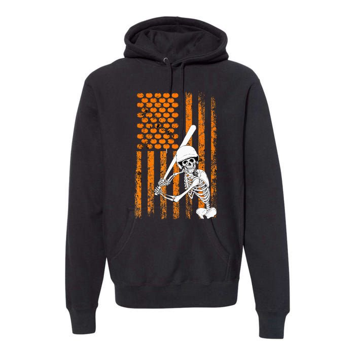 Skeleton Baseball Player Fan Skeleton Halloween Baseball Premium Hoodie