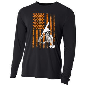 Skeleton Baseball Player Fan Skeleton Halloween Baseball Cooling Performance Long Sleeve Crew