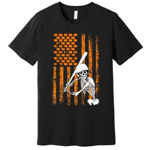 Skeleton Baseball Player Fan Skeleton Halloween Baseball Premium T-Shirt