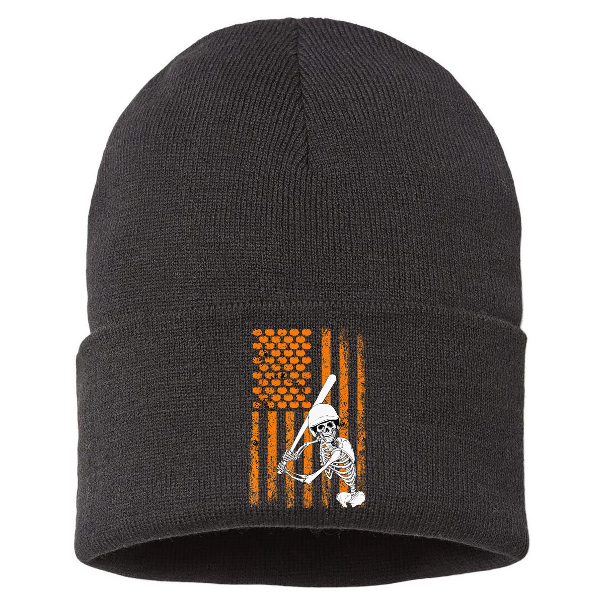 Skeleton Baseball Player Fan Skeleton Halloween Baseball Sustainable Knit Beanie