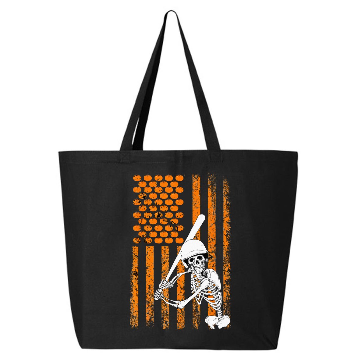 Skeleton Baseball Player Fan Skeleton Halloween Baseball 25L Jumbo Tote
