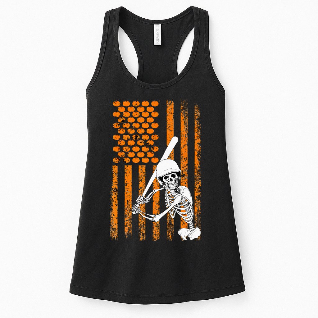 Skeleton Baseball Player Fan Skeleton Halloween Baseball Womens Tank Top