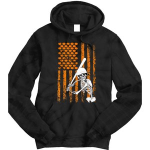 Skeleton Baseball Player Fan Skeleton Halloween Baseball Tie Dye Hoodie