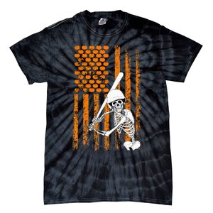 Skeleton Baseball Player Fan Skeleton Halloween Baseball Tie-Dye T-Shirt