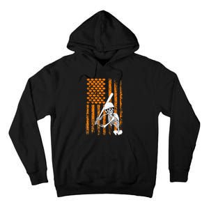 Skeleton Baseball Player Fan Skeleton Halloween Baseball Tall Hoodie