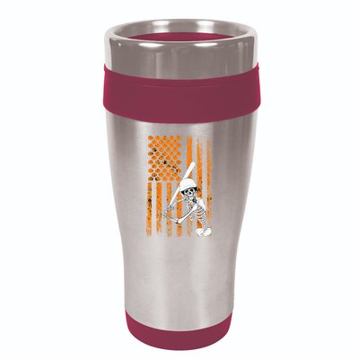 Skeleton Baseball Player Fan Skeleton Halloween Baseball 16oz Travel Tumbler
