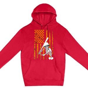 Skeleton Baseball Player Fan Skeleton Halloween Baseball Premium Pullover Hoodie