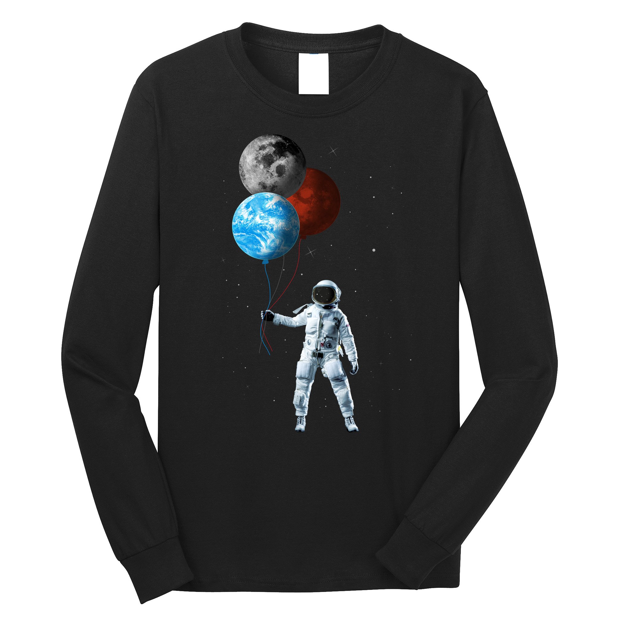 Planet Balloons Astronaut Space Long Sleeve Shirt