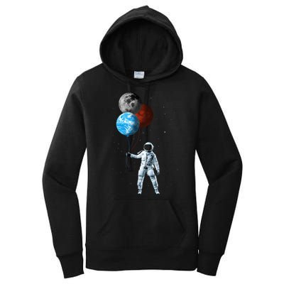 Planet Balloons Astronaut Space Women's Pullover Hoodie