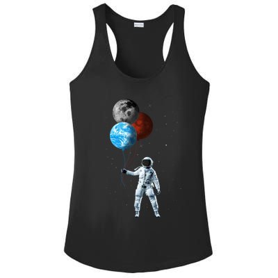 Planet Balloons Astronaut Space Ladies PosiCharge Competitor Racerback Tank