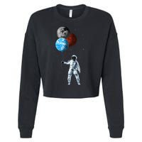 Planet Balloons Astronaut Space Cropped Pullover Crew